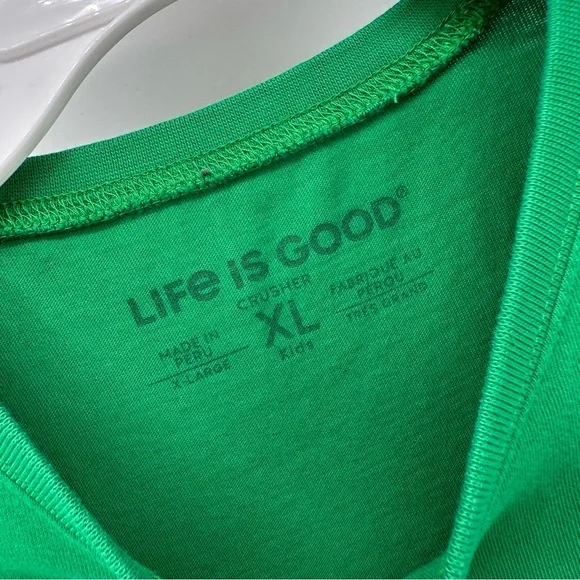 LIFE IS GOOD Kids Crusher Tee BOYS XL 14 Boxy Green DOG GOLF Sports T-Shirt - Picture 3 of 4